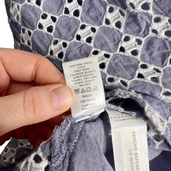 Ann Taylor LOFT The Softened Shirt Chambray Eyelet Popover Blouse - Picture 8 of 13